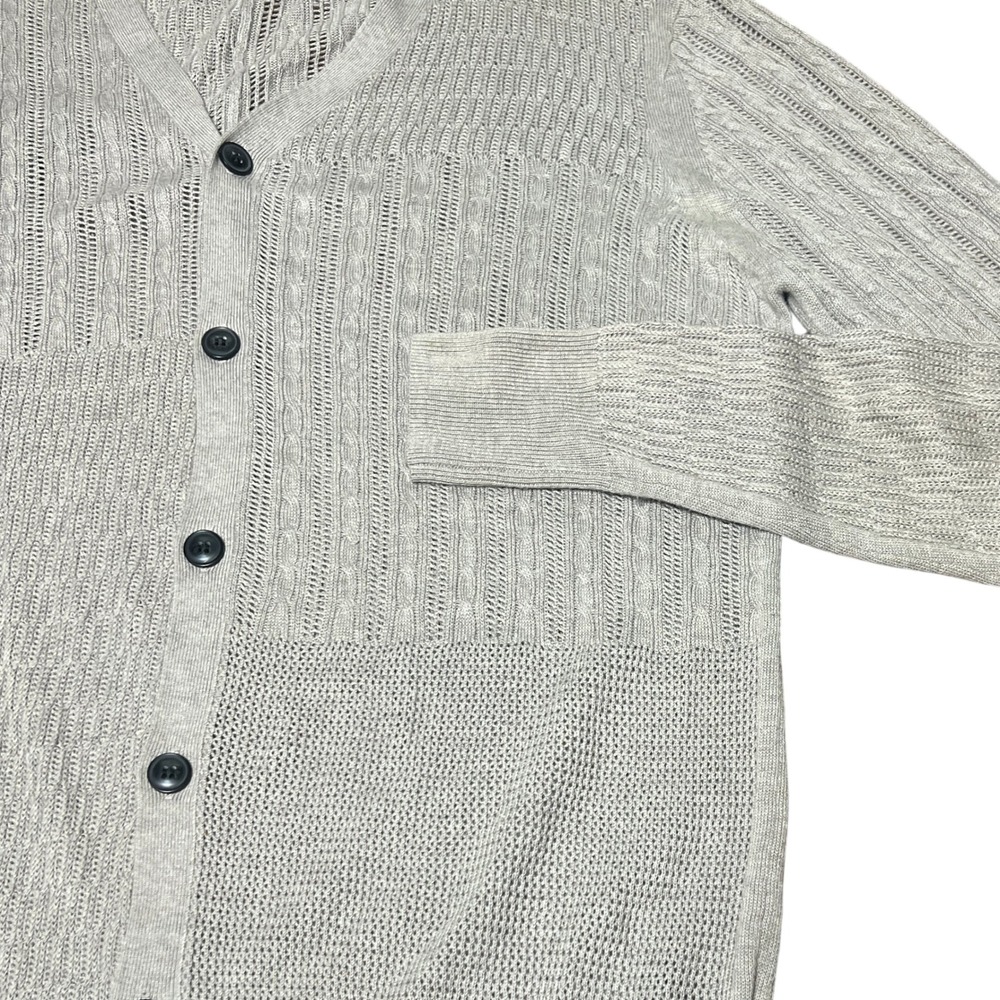 AllSaints Knitted Yurik Cardigan‎ Mens Small Gray Open Knit Academia Button Up - Picture 2 of 8